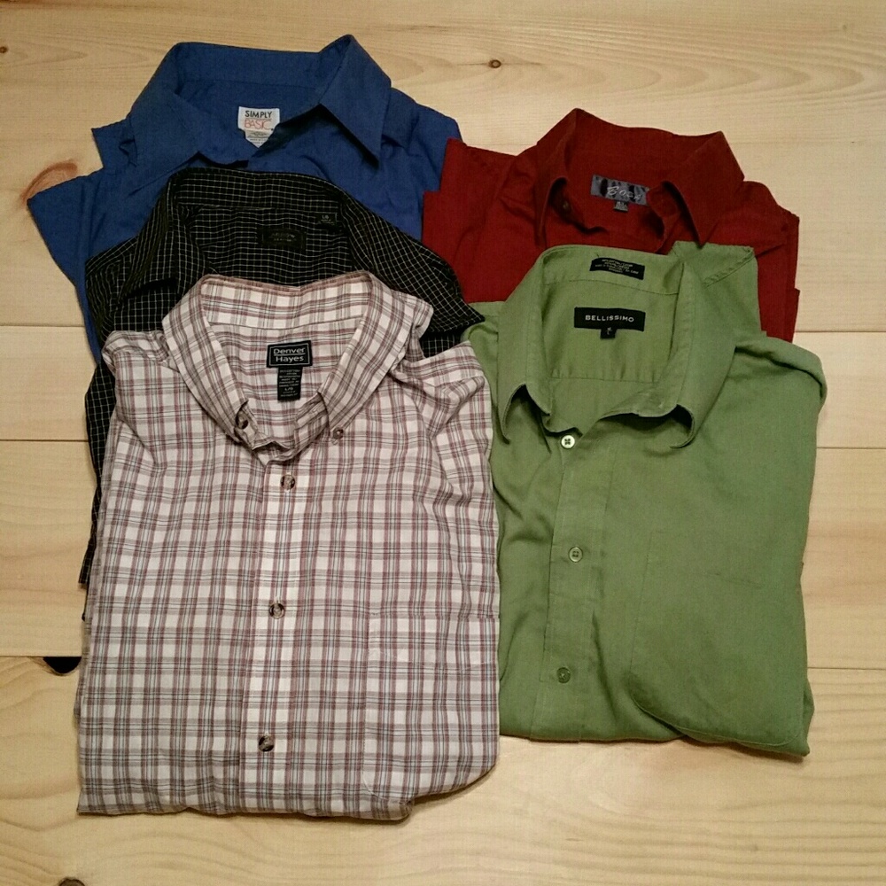 Lot of 5 Men's L Large Button Up Dress Shirts